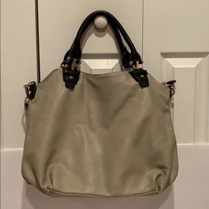 Beautiful Grey Handbag with Black Handles & Strap